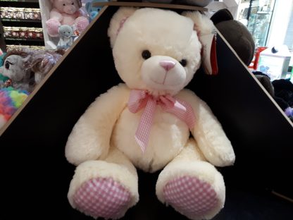 Buddyz Baby Large white bear with pink ribbon