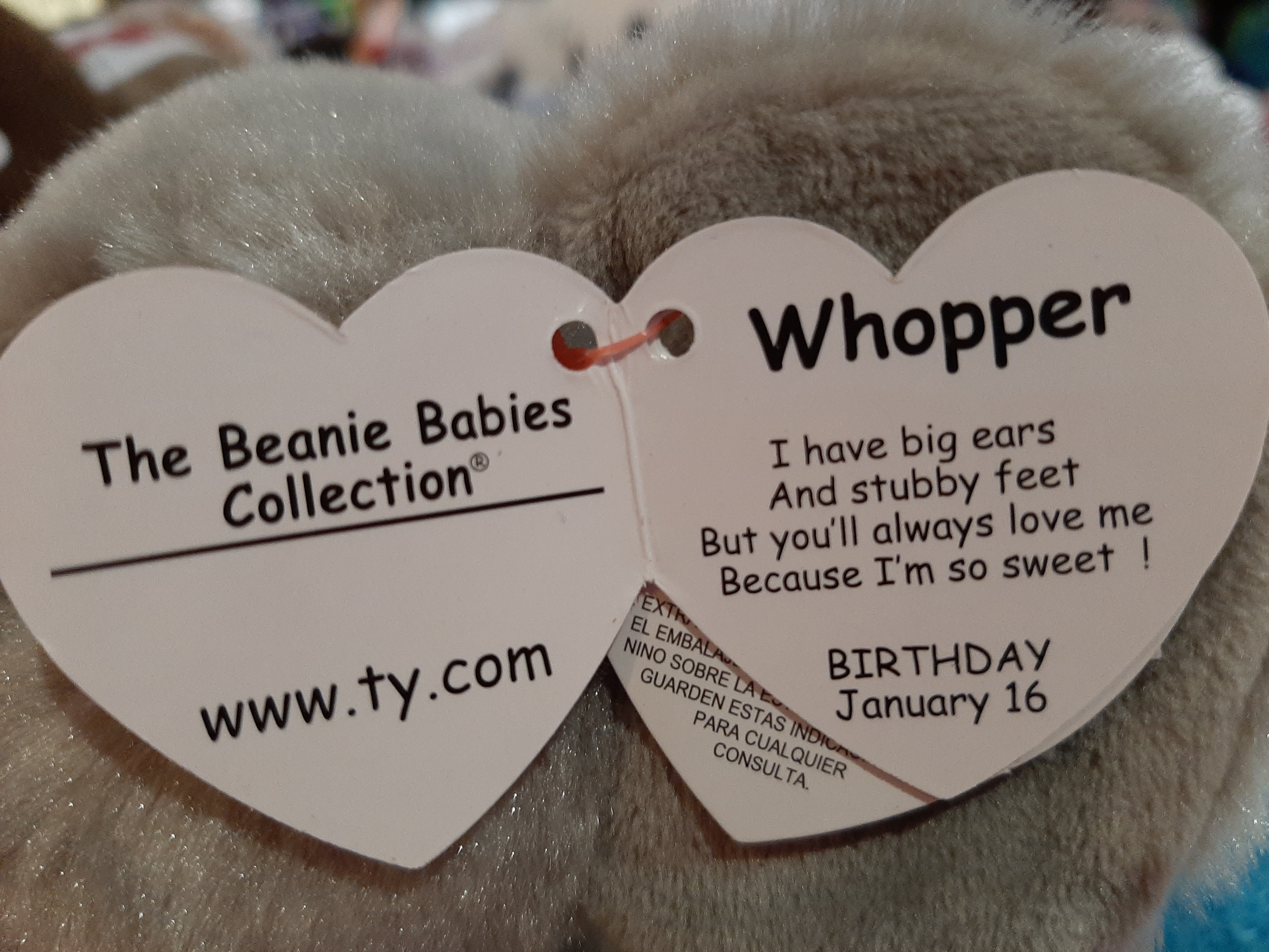 ty beanie babies whopper the elephant plush